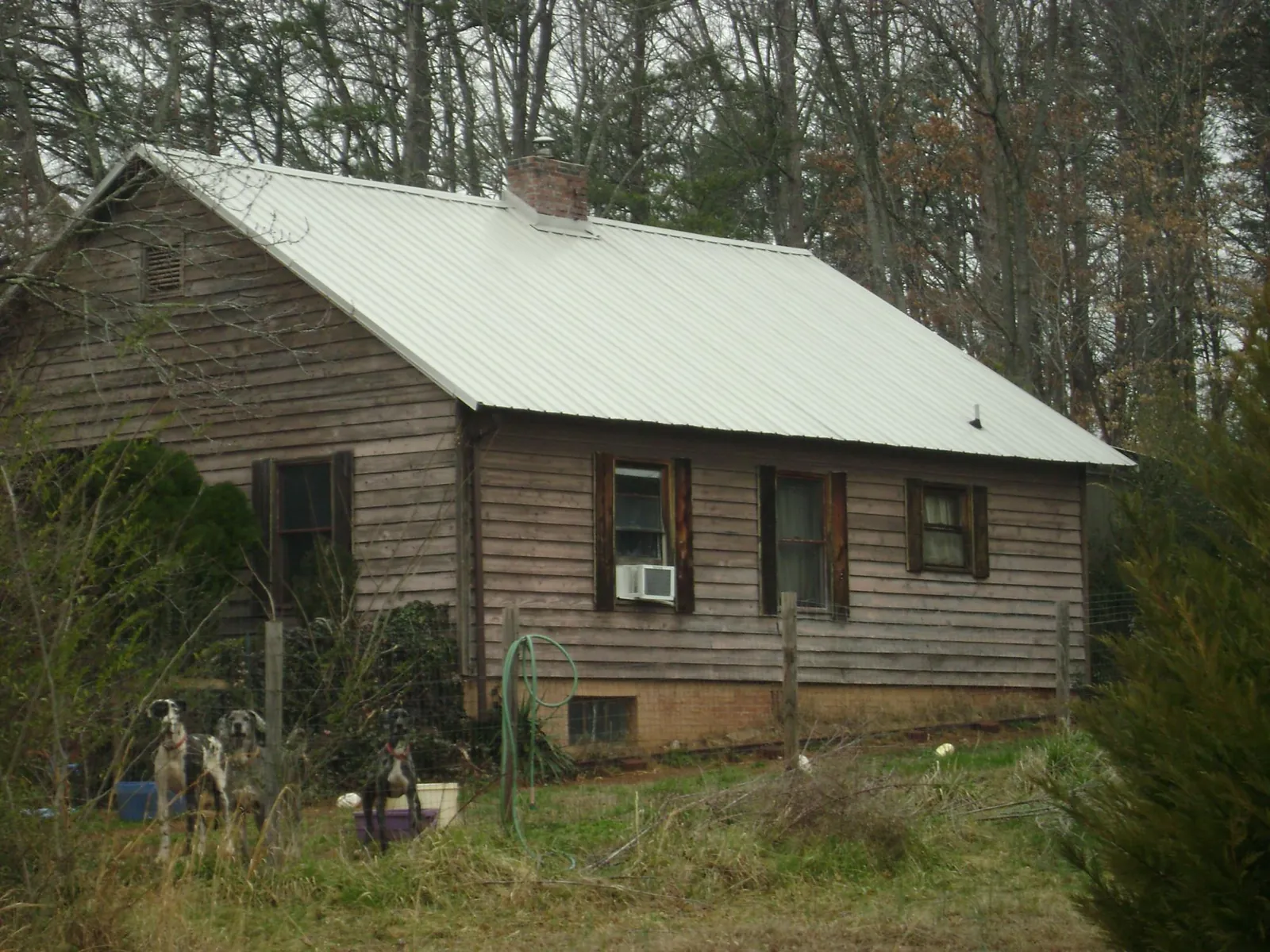 White metal roof on an old wood sided farmhouse, from a Asphalt Shingle Roof Repair job in Shrewsbury